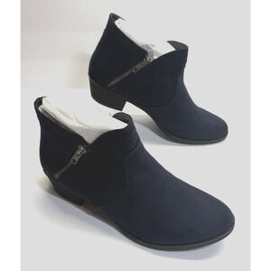 American Rag Abby Women's Ankle Booties Navy Blue Faux Suede Side Zip Size 9W